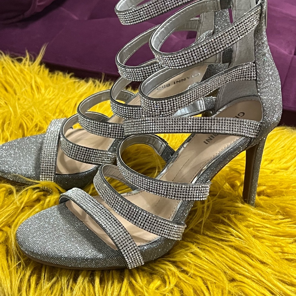 Gianni Bini Shimmering Silver Strappy Heels